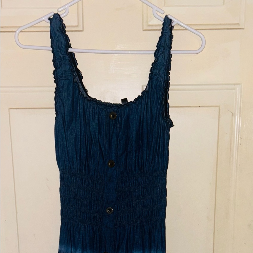 Byron Lars Blue Smocked Tiered Maxi Dress Casual